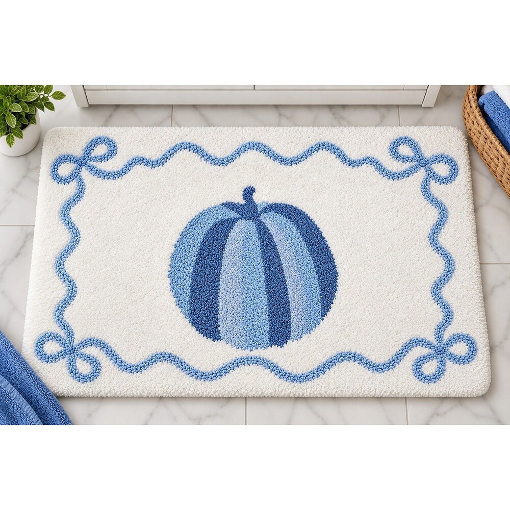Kassaspa by Kassatex Halloween Pumpkin Cotton Bath Rug 21x34 Absorbent OEKO-TEX